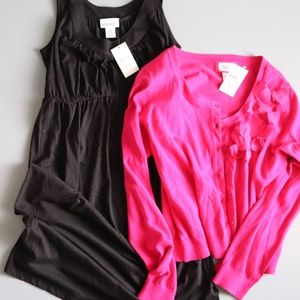 Women's Maternity M Black Dress with Pink Sweater